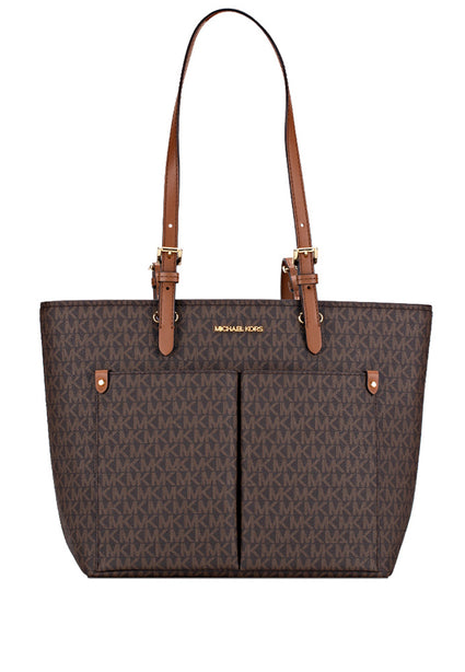 Michael Kors Jet Set Medium Logo Pocket Tote Bag - Brown/Brown