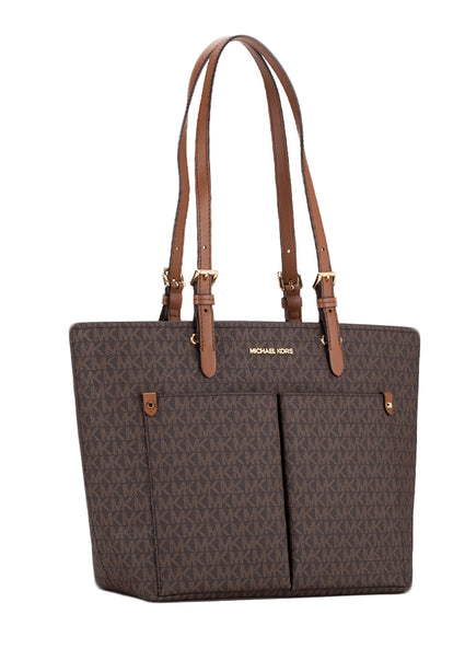 Michael Kors Jet Set Medium Logo Pocket Tote Bag - Brown/Brown