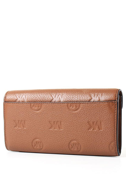 Michael Kors Jet Set Travel Large Logo Embossed Leather Envelope Continental Wallet - Brown