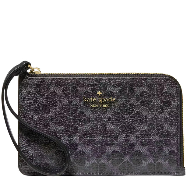 Kate Spade Lucy Spade Flower Small Card Holder Wristlet - Black KM460