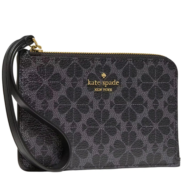 Kate Spade Lucy Spade Flower Small Card Holder Wristlet - Black KM460