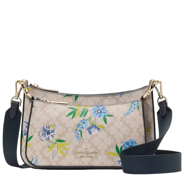 Kate Spade Duet Spade Flower Floral Crossbody Bag - Blazer Blue Multi KK900
