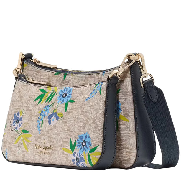Kate Spade Duet Spade Flower Floral Crossbody Bag - Blazer Blue Multi KK900