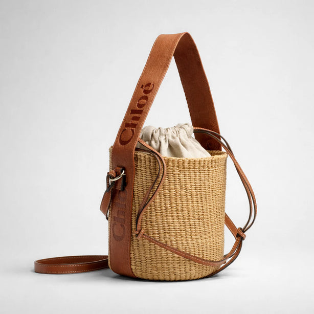 CHLOE Small Woody Basket In Natural Fibers Dusty Tan RS-CHC23AS381L1825S