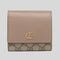 GUCCI Petite Marmont Small Wallet In Calf And Supreme Canvas Dusty Rose Beige RS-598587
