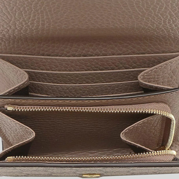 GUCCI Petite Marmont Small Wallet In Calf And Supreme Canvas Dusty Rose Beige RS-598587