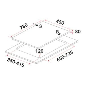 Gas Hob 78CM – EFH 7636 WT VGB – MG