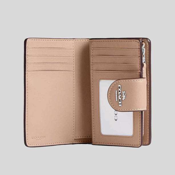 COACH Medium Corner Zip Wallet In Signature Canvas Sand/Taupe RB-CW786