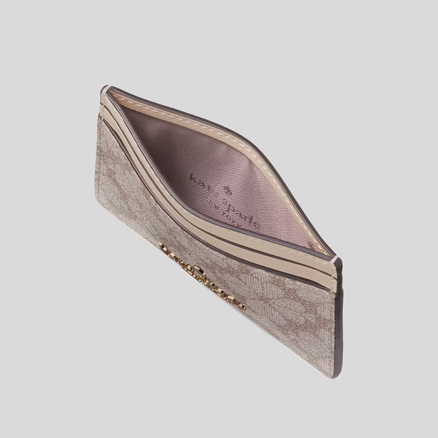KATE SPADE Signature Spade Flower Small Slim Card Holder Dark Beige Multi RS-KI371