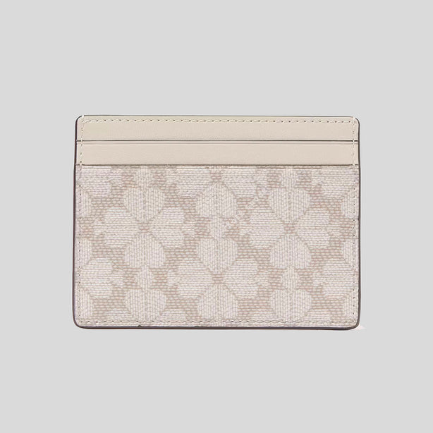KATE SPADE Signature Spade Flower Small Slim Card Holder Dark Beige Multi RS-KI371