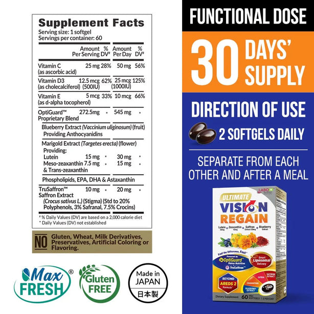LABO Ultimate VisionREGAIN INTENSIVE Vision Saffron for Dry Eyes Night Blurry Vision Eye Strain