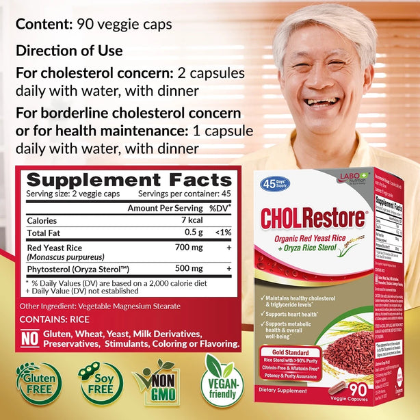 LABO Nutrition CHOLRestore Red Yeast Rice - Cholesterol Triglyceride 90 caps