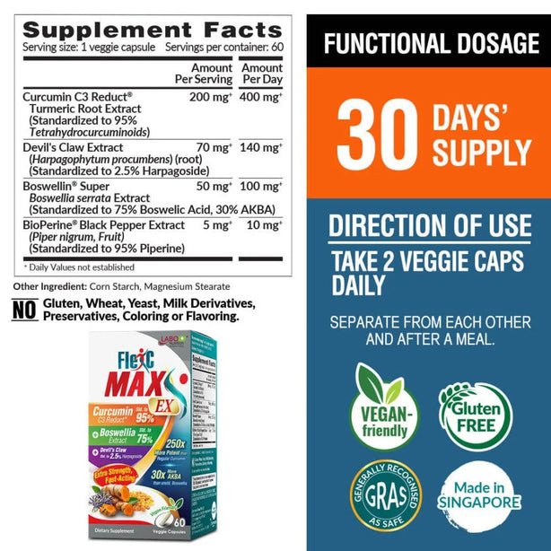 LABO Nutrition FlexC MAX EX Turmeric Curcumin Extract 95% Joint Immune Body Muscle Pain