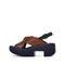 4CCCCEES Plia Juno Dandelion-Carved Ultra-Comfy Wide Cross-Strap Sandals with Bold Metallic Buckles in Luxe Coffee Nappa and Embossed Leather 4CS107003