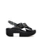 4CCCCEES Plia Juno Dandelion-Carved Ultra-Comfy Wide Cross-Strap Sandals with Bold Metallic Buckles in Luxe Coffee Nappa and Embossed Leather 4CS107003
