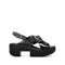 4CCCCEES Plia Juno Dandelion-Carved Ultra-Comfy Wide Cross-Strap Sandals with Bold Metallic Buckles in Luxe Coffee Nappa and Embossed Leather 4CS107003