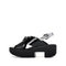 4CCCCEES Plia Juno Dandelion-Carved Ultra-Comfy Wide Cross-Strap Sandals with Bold Metallic Buckles in Luxe Coffee Nappa and Embossed Leather 4CS107003