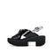 4CCCCEES Plia Juno Dandelion-Carved Ultra-Comfy Wide Cross-Strap Sandals with Bold Metallic Buckles in Luxe Coffee Nappa and Embossed Leather 4CS107003