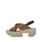 4CCCCEES Plia Juno Dandelion-Carved Ultra-Comfy Wide Cross-Strap Sandals with Bold Metallic Buckles in Luxe Coffee Nappa and Embossed Leather 4CS107003