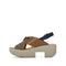 4CCCCEES Plia Juno Dandelion-Carved Ultra-Comfy Wide Cross-Strap Sandals with Bold Metallic Buckles in Luxe Coffee Nappa and Embossed Leather 4CS107003