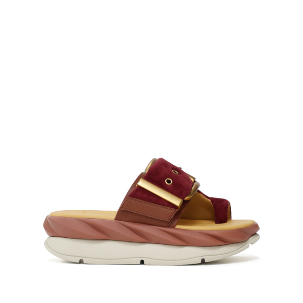 4CCCCEES Mellow Glow Petal-Twist Ultra-Comfy Sandals with Oversized Metallic Buckle in Luxe Skin Patent Leather 4CS112001