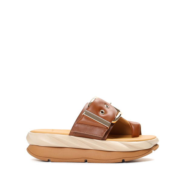 4CCCCEES Mellow Glow Petal-Twist Ultra-Comfy Sandals with Oversized Metallic Buckle in Luxe Skin Patent Leather 4CS112001