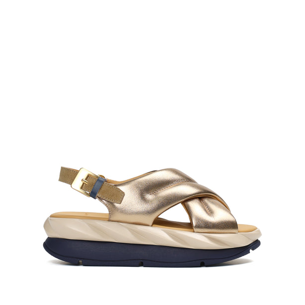 4CCCCEES Mellow Moa Petal-Twist Ultra-Comfy Cross-Strap Sandals with Contrasting Metal Buckle in Luxe Rose Kid Suede 4CS113002