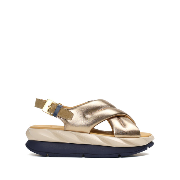 4CCCCEES Mellow Moa Petal-Twist Ultra-Comfy Cross-Strap Sandals with Contrasting Metal Buckle in Luxe Rose Kid Suede 4CS113002