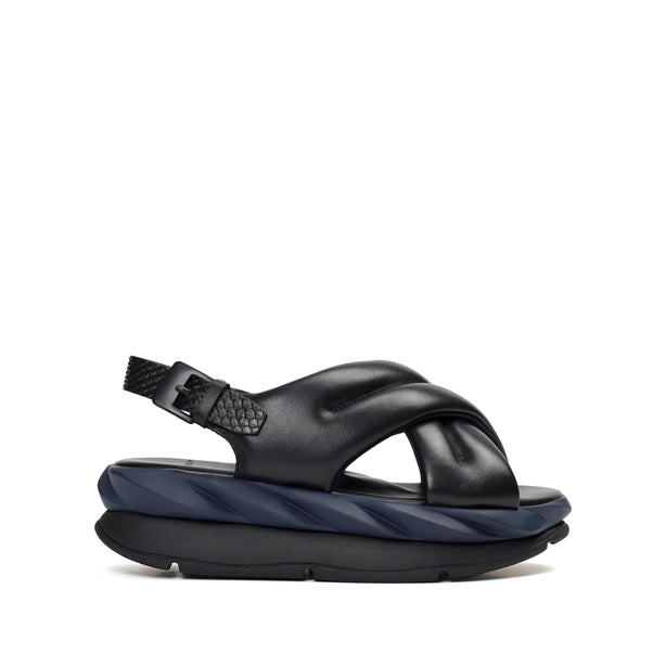 4CCCCEES Mellow Moa Petal-Twist Ultra-Comfy Cross-Strap Sandals with Contrasting Metal Buckle in Luxe Rose Kid Suede 4CS113002