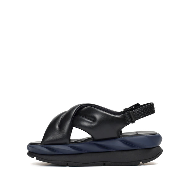 4CCCCEES Mellow Moa Petal-Twist Ultra-Comfy Cross-Strap Sandals with Contrasting Metal Buckle in Luxe Rose Kid Suede 4CS113002