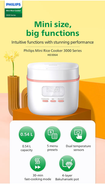 Philips Rice Cooker 3000 Series Mini Rice Cooker 0.54L HD3064/62