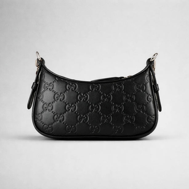 GUCCI Women's GG Emblem Leather Mini Shoulder Bag Black RS-847091