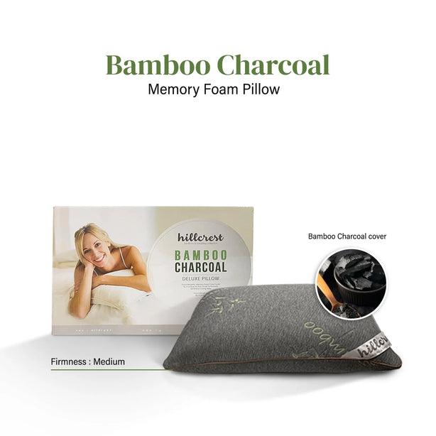 Hillcrest Bamboo Charcoal Memory Foam Pillow Medium Firm Cooling Support Pillow
