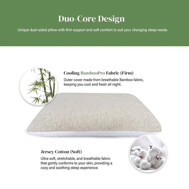 Intero Visco-AIR Premium BambooPRO Charcoal Memory Foam Pillow (Duo-Core)