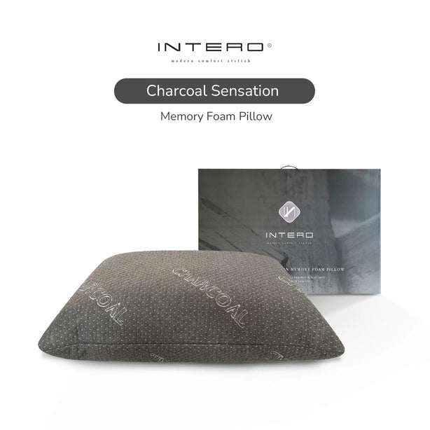 Intero Charcoal Sensation Memory Foam Pillow Cooling Ergonomic Neck Support