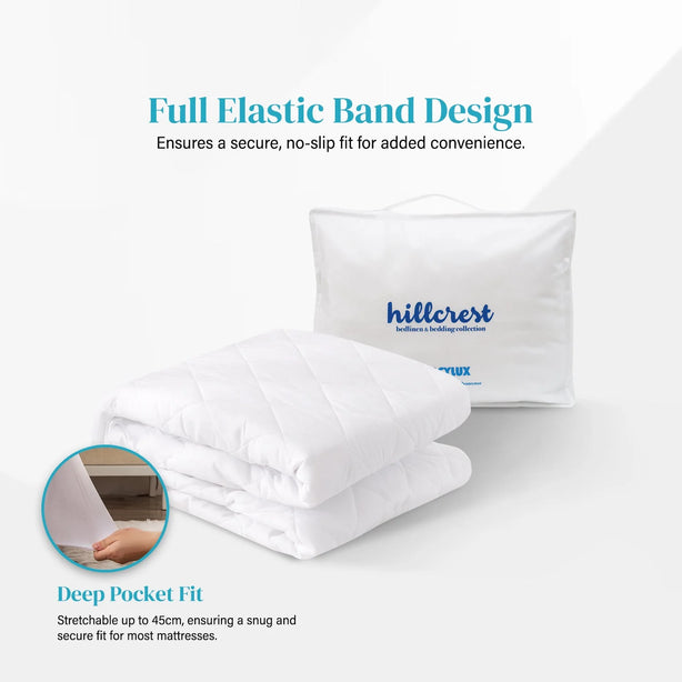 Hillcrest Fitted Mattress Protector 4 Way Protection Fits Up To 45cm Waterproof