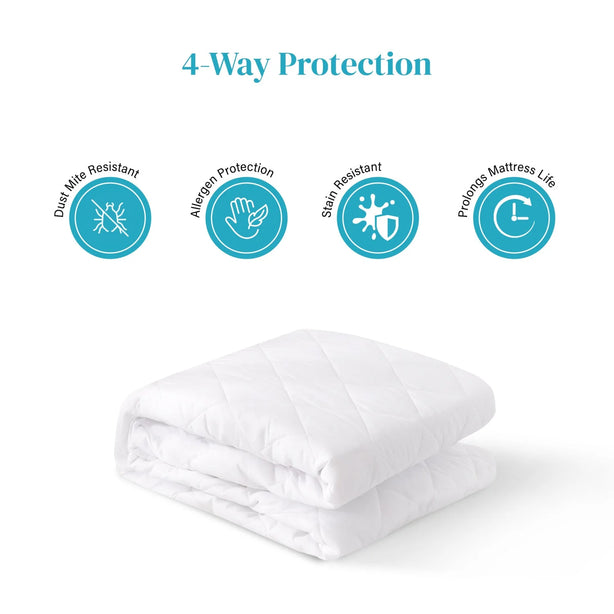 Hillcrest Fitted Mattress Protector 4 Way Protection Fits Up To 45cm Waterproof