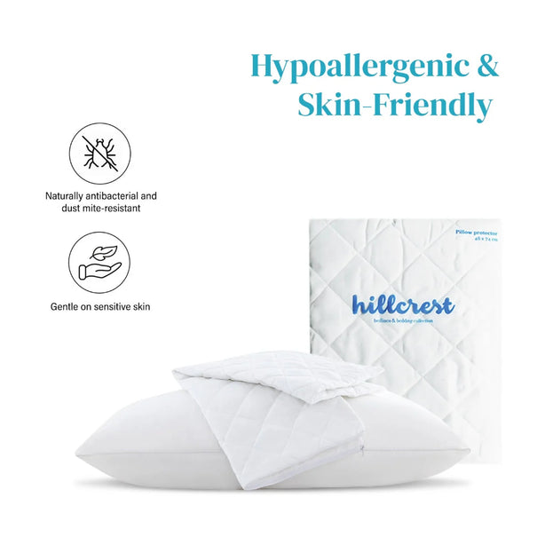 Hillcrest ComfyLux Zippered Pillow Protector Padded Waterproof Dust Mite Cover
