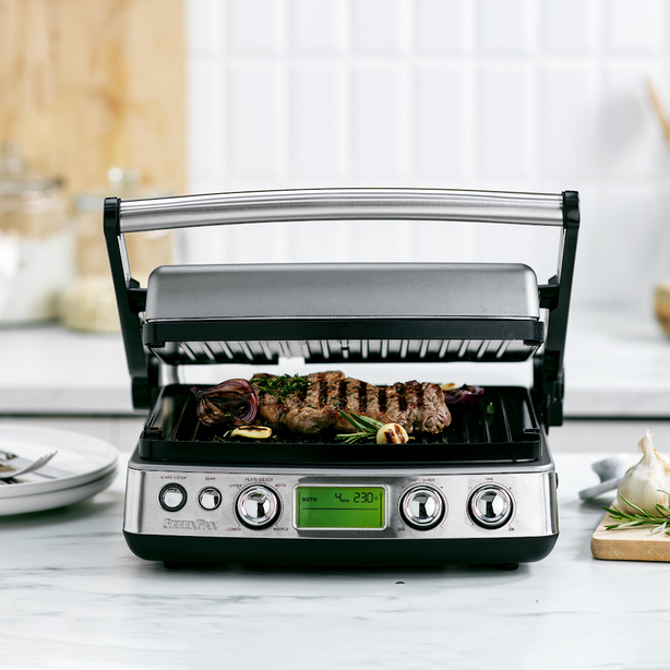 Greenpan Elite Contact Grill -  Stainless Steel+ GreenPan Melamine Sponge + Greenchef Spatula & Ladle