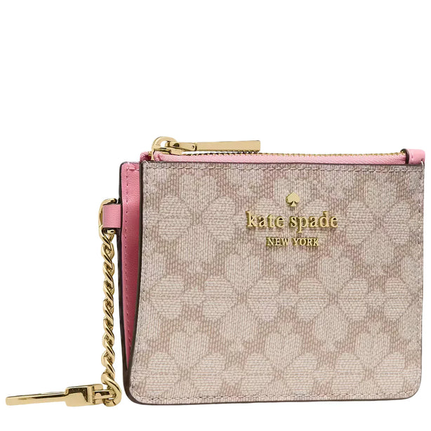 Kate Spade Spade Flower Key Ring Card Holder - Dark Beige Grapefruit Multi KN773