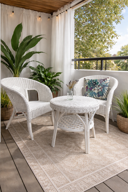One Dutch Wicker Chair -White (Rattan Table not included)