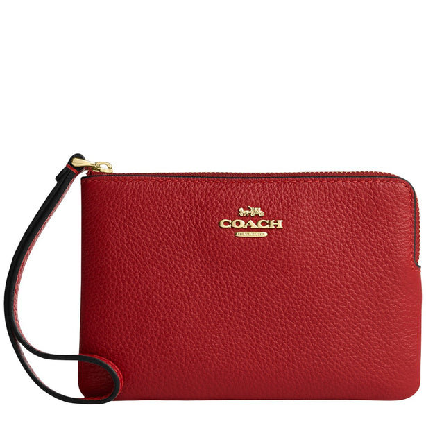 Coach Corner Zip Wristlet - Poppy CP483