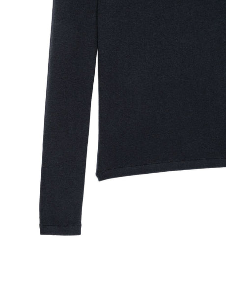 Navy Fine Knit Long Sleeve T Shirt