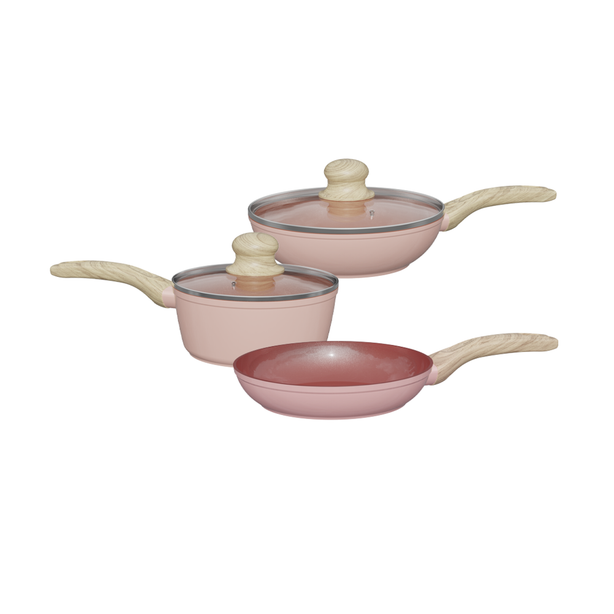 Shogun Mini2 5 Pcs Set - Pink (20cm Frypan, 16cm Saucepan, 20cm Wok)