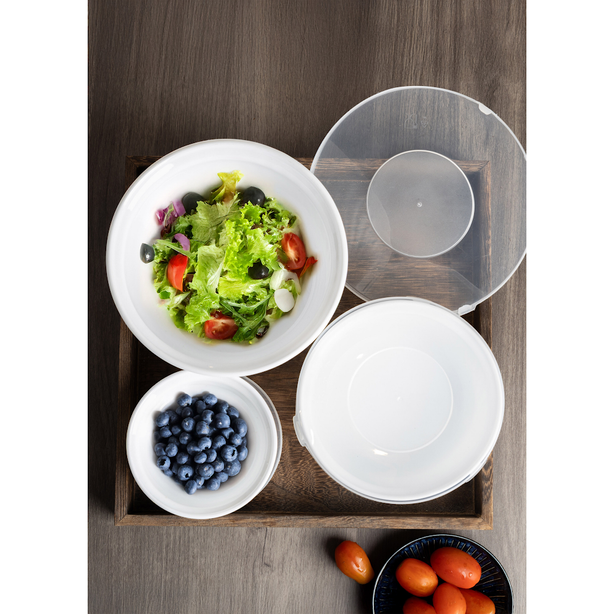 La Gourmet Pearl Luxe 3 Pieces Bowl Set with Lid - White