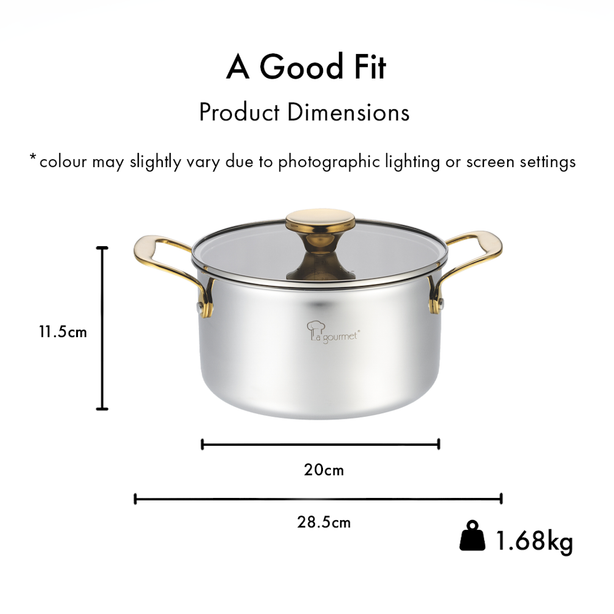 La Gourmet Pro Collection Aureon 20cm Casserole with Glass Lid