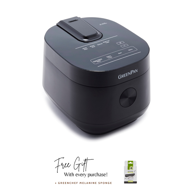 GreenPan Bistro Collection Rice & Grains Cooker - Matte Black + GreenPan Melamine Sponge