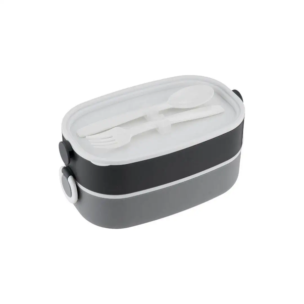 La Gourmet Snack N Sip 1600ML 2-Tier Lunch Box - Grey