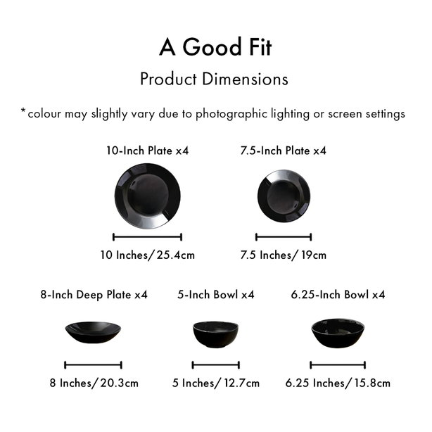 La Gourmet Pearl Luxe 20 Pcs Dinnerware Set - Black