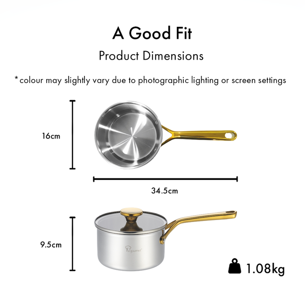 La Gourmet Pro Collection Aureon 16cm Saucepan with Glass Lid